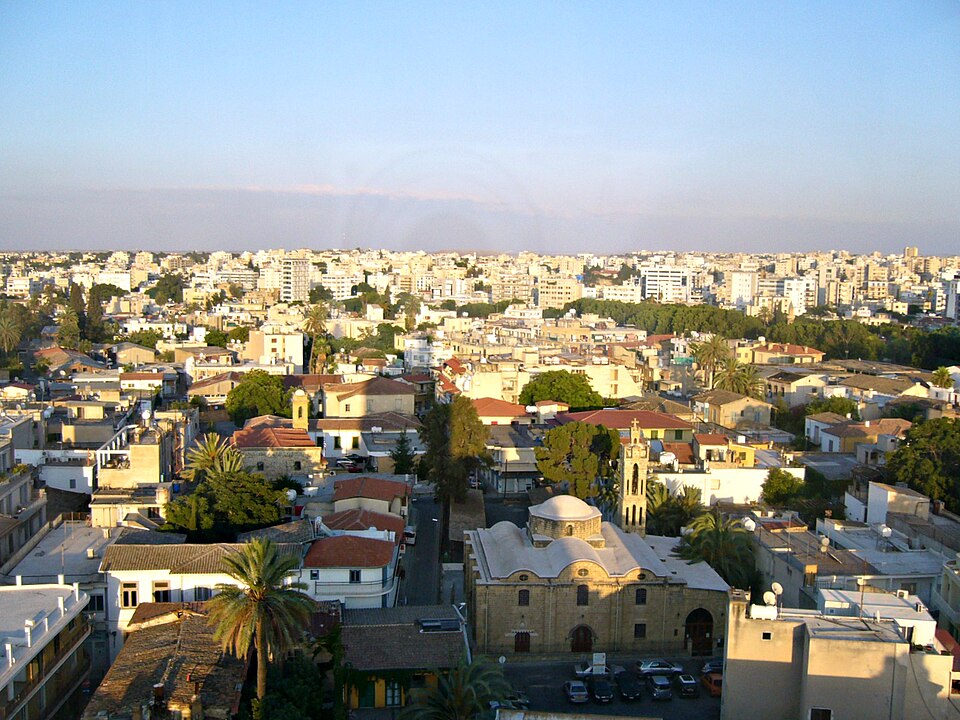 Nicosia's rooftops and domes from high above the old town